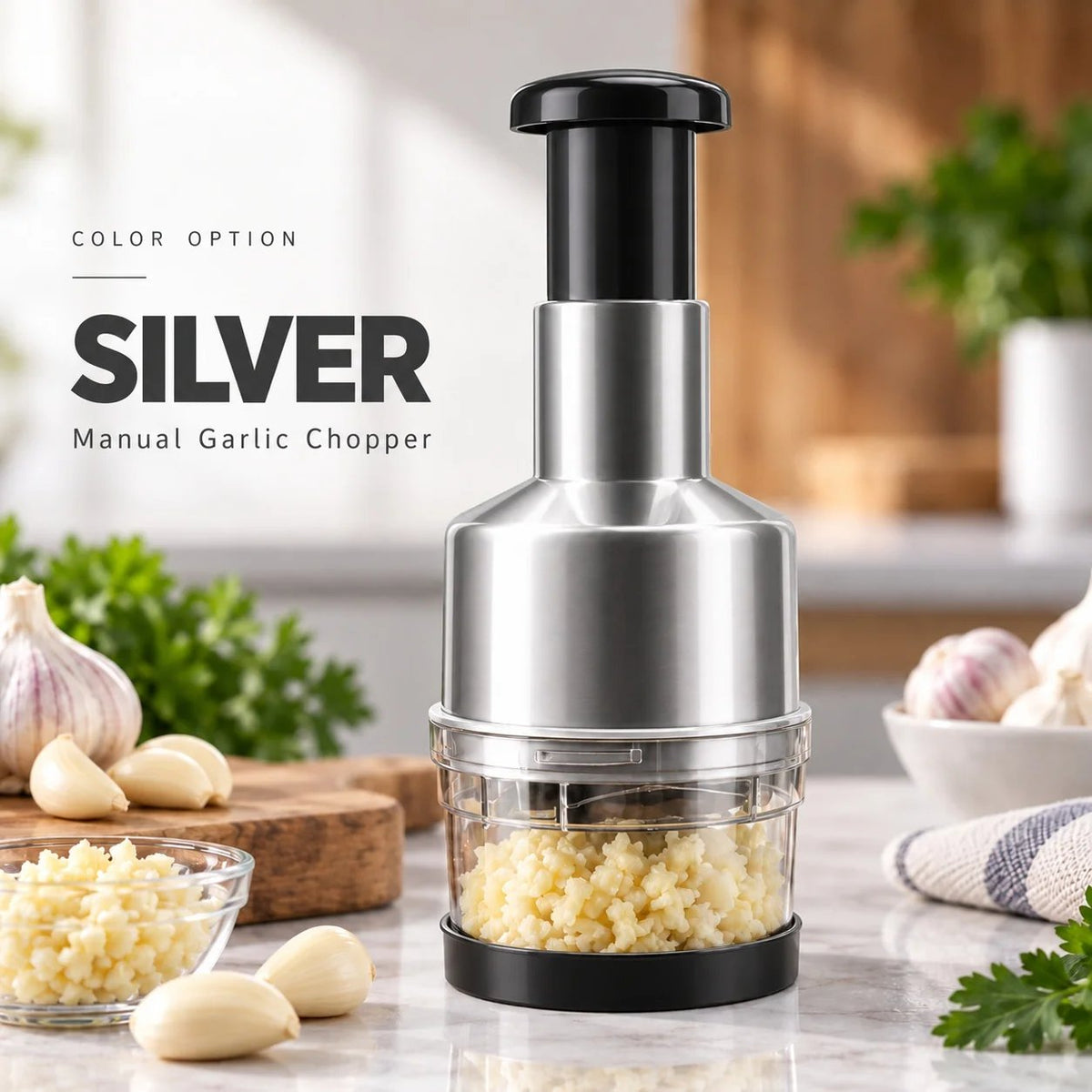 π§ 55% OFF One-Tap Garlic Chopper β Stainless Steel Manual Food Cutter for Effortless Cooking