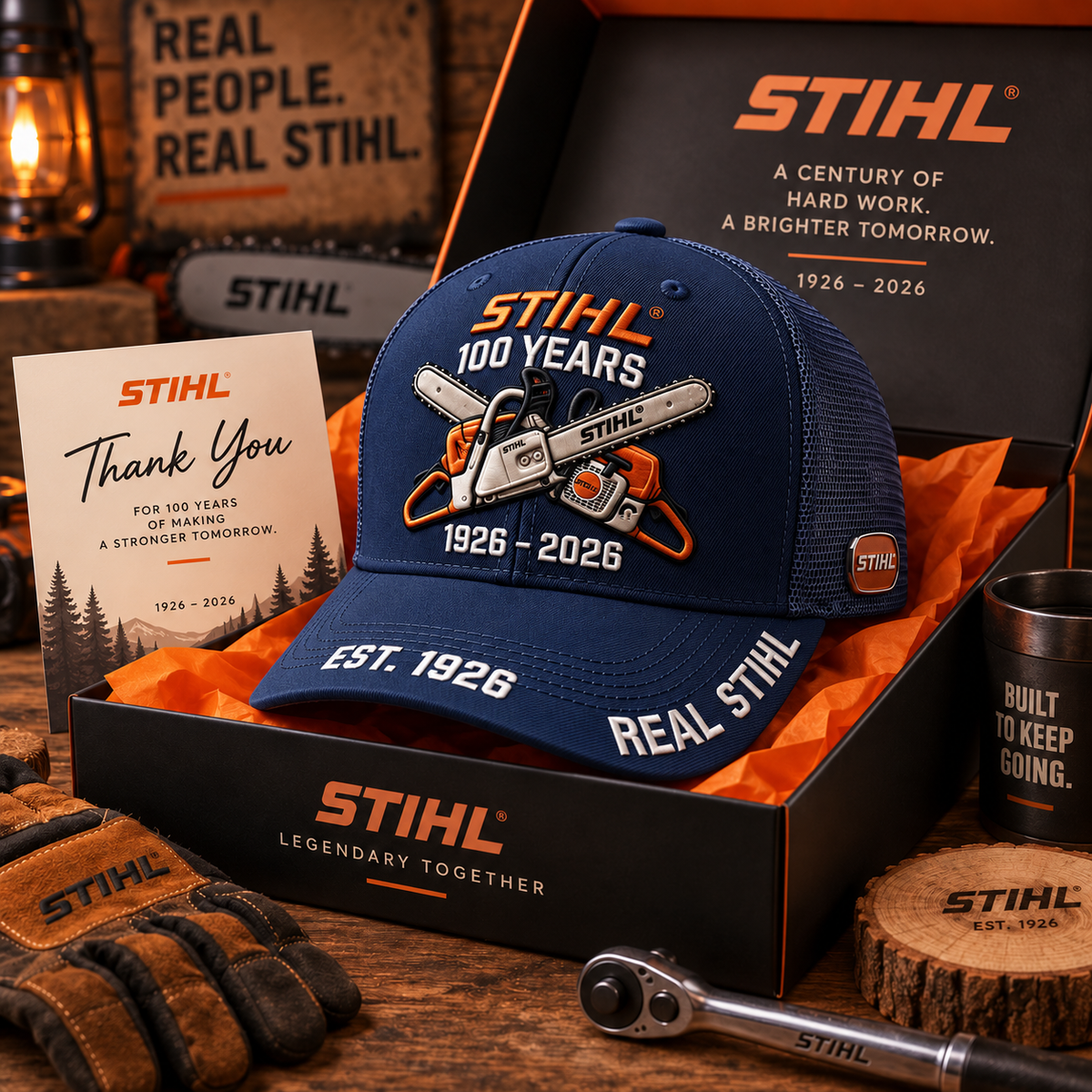 🌲 STIHL 100th Anniversary Commemorative Trucker Cap with Breathable Mesh Back 🧢