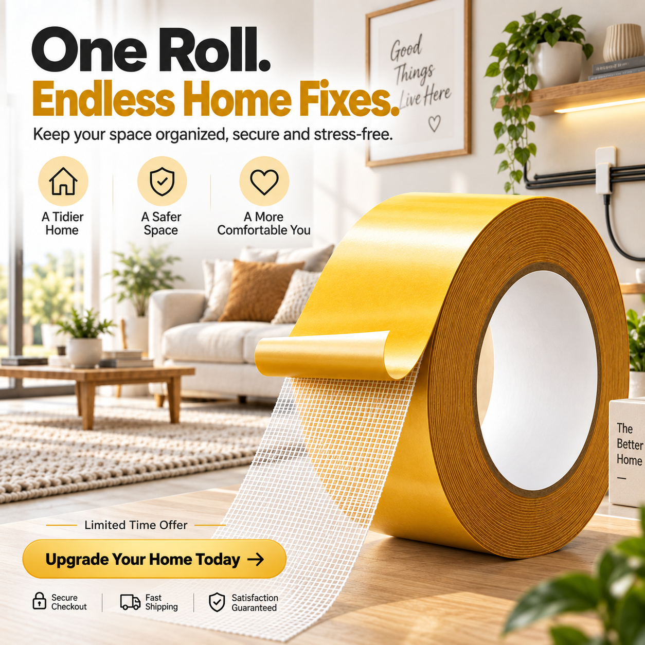 🔥 49% OFF Heavy-Duty Double-Sided Grid Tape 🏠 Strong Removable Carpet Tape