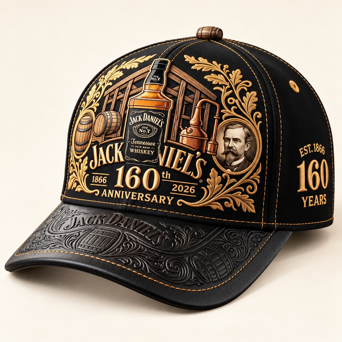 🥃 160th Anniversary Heritage 3D Embossed Tennessee Whiskey Commemorative Vintage Cap 🎁