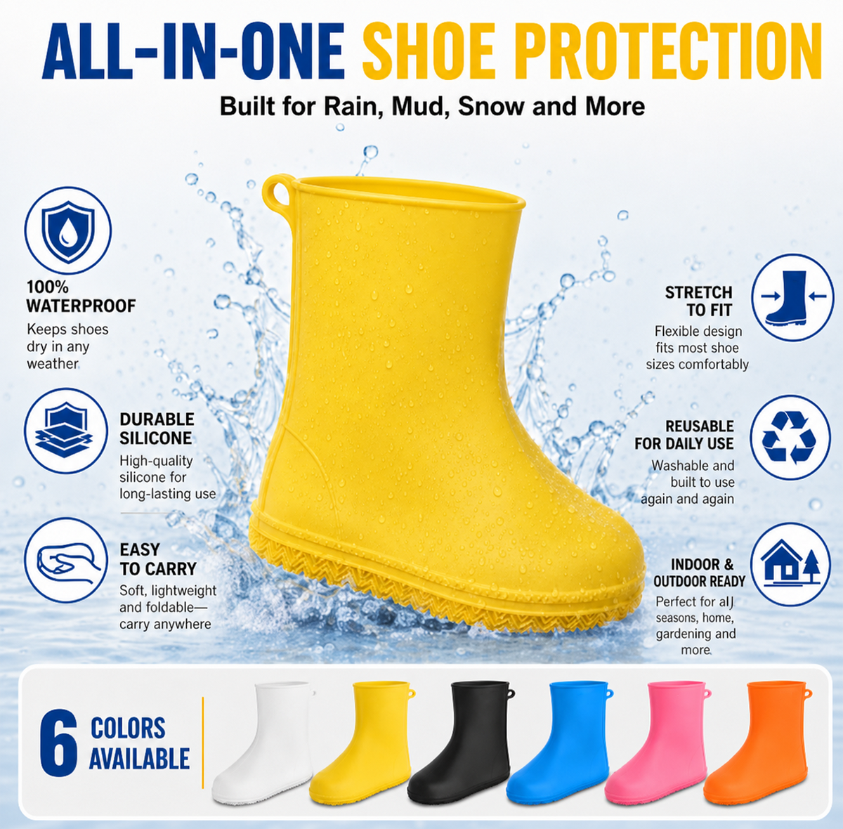 🌧️Stop Soaked Sneakers! Heavy-Duty Rain Shoe Covers – Anti-Slip & Fold Into Your Bag