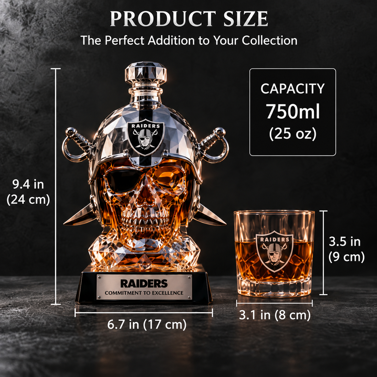 ๐ Football Skull Decanter ๐ 750mL Game-Day Home Bar Display