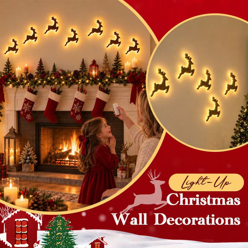 🎄 50% OFF 8-Piece Santa & Reindeer Christmas Wall Lights – Create a Complete Holiday Scene