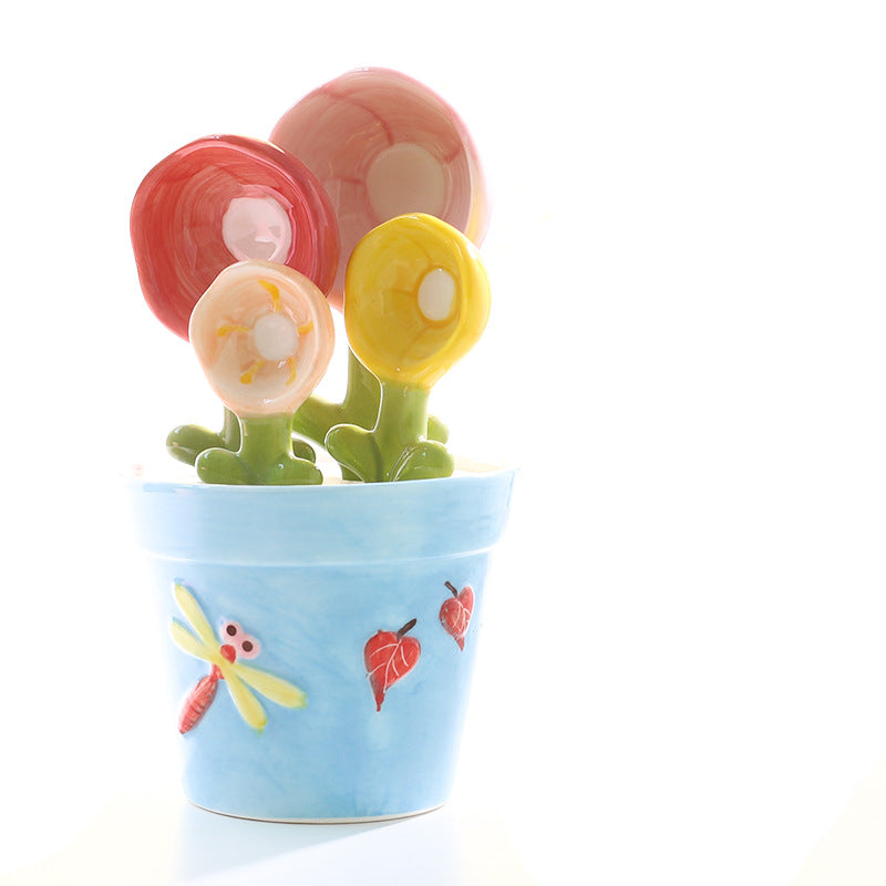 Flower Ceramic Measuring Spoon Set