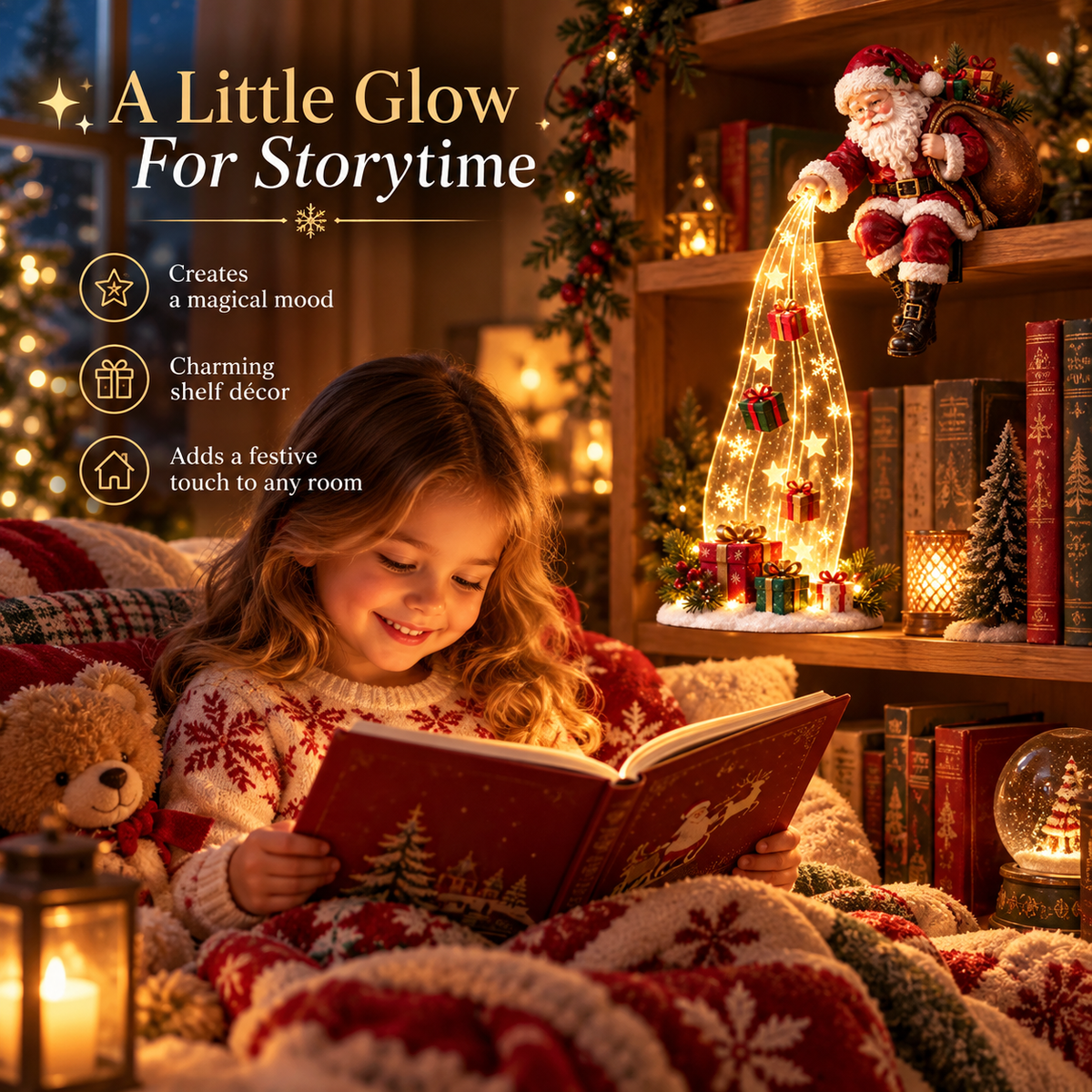 🎄 50% OFF Christmas Shelf Edge Lighted Scene Decor ✨ Create A Magical Holiday Corner At Home