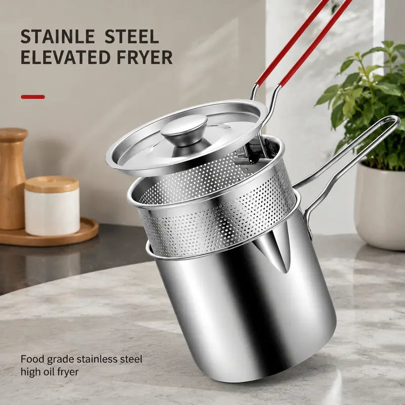 🔥 Fry Small, Enjoy Big 🍟 304 Stainless Steel Mini Deep Fryer with Lift-Out Basket