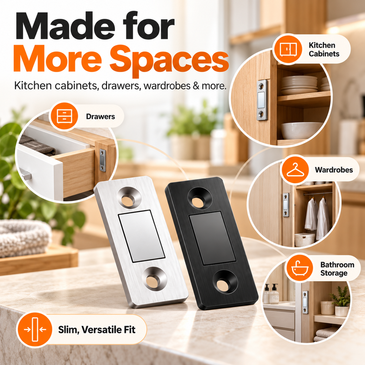 🧲 Magnetic Cabinet Door Catch – Strong Hold, Slim Design & Easy Installation