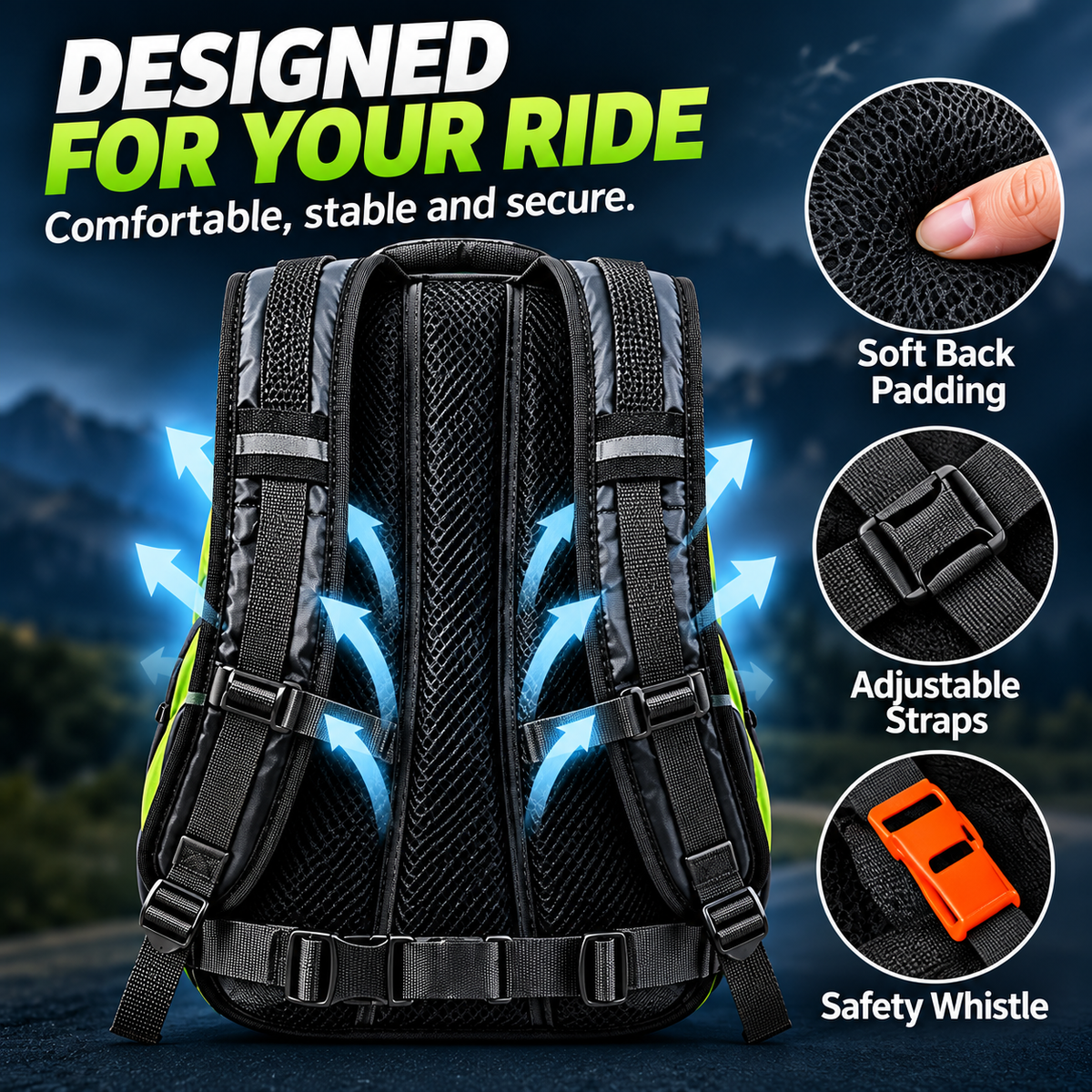๐ด LED Turn Signal Cycling Backpack โ Wireless Remote Control & Rear Safety Lights