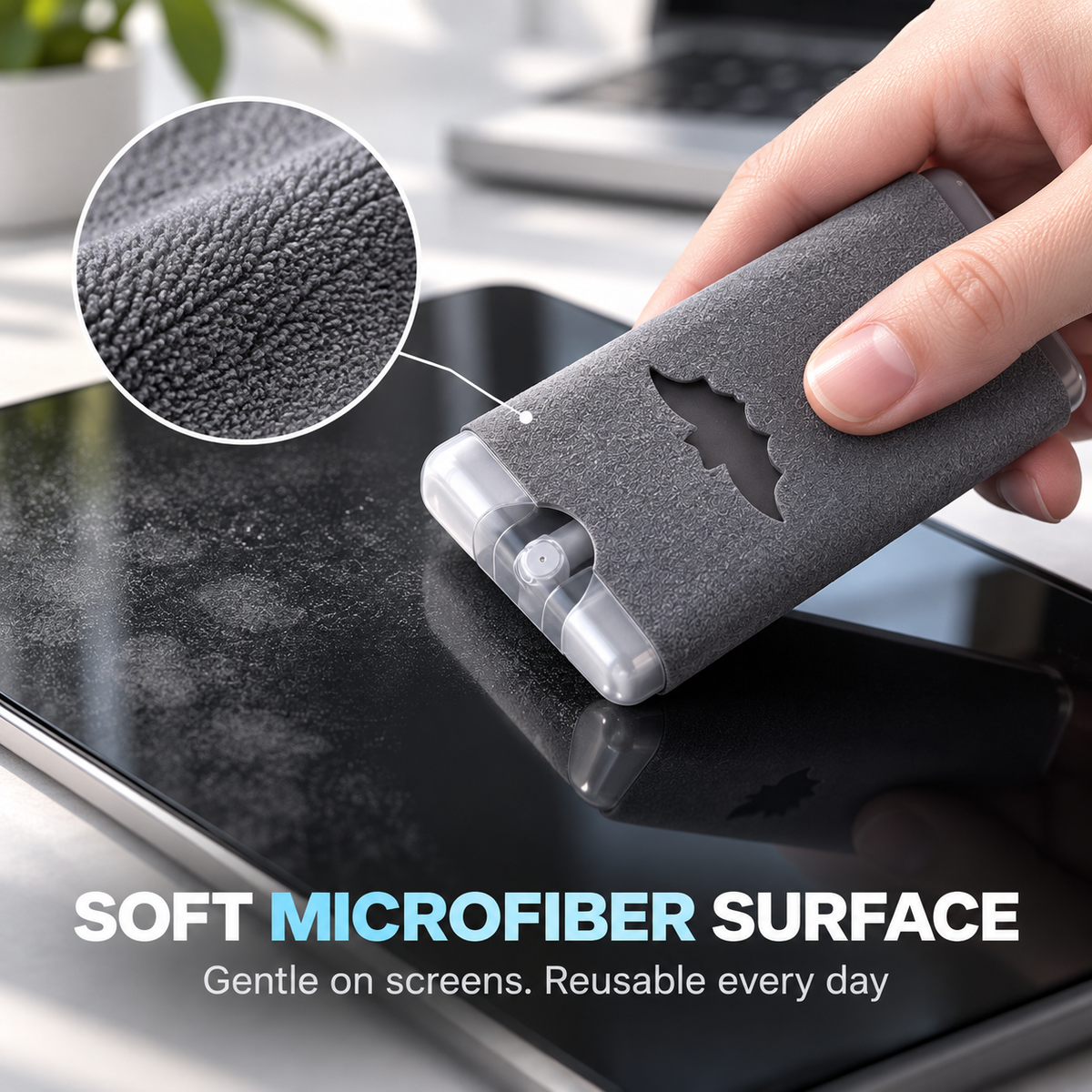 ✨ 2-in-1 Phone & Laptop Screen Cleaner Spray with Microfiber Wipe | Portable Streak-Free Cleaning Mist 📱