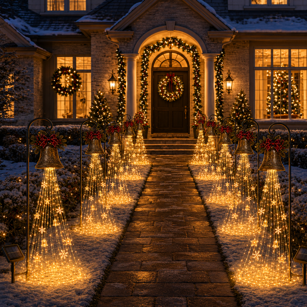 π 40% OFF Solar Christmas Bell Cascade β¨ Magical Golden Waterfall Yard Light