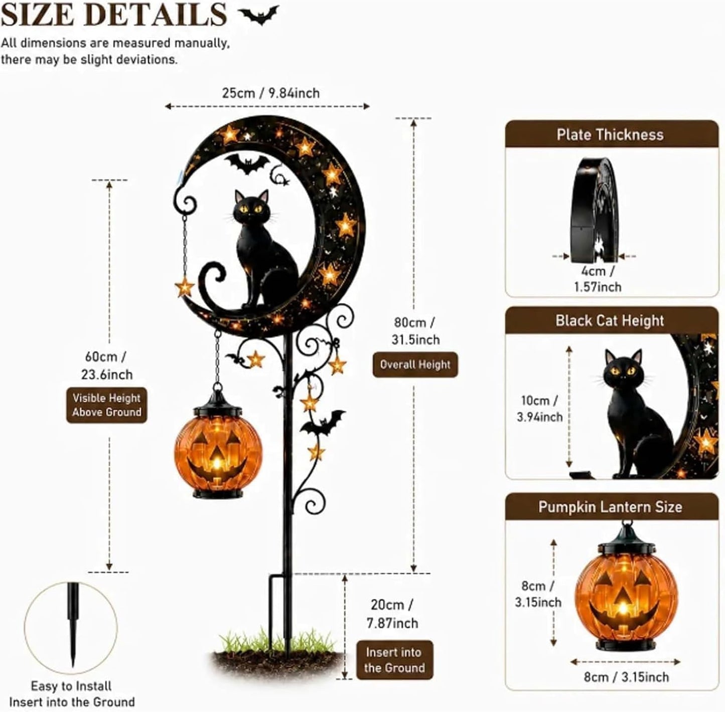 π₯π Solar Black Cat Moon Pumpkin Outdoor Stake Light Transform Your Yard Into A Magical Halloween Wonderland