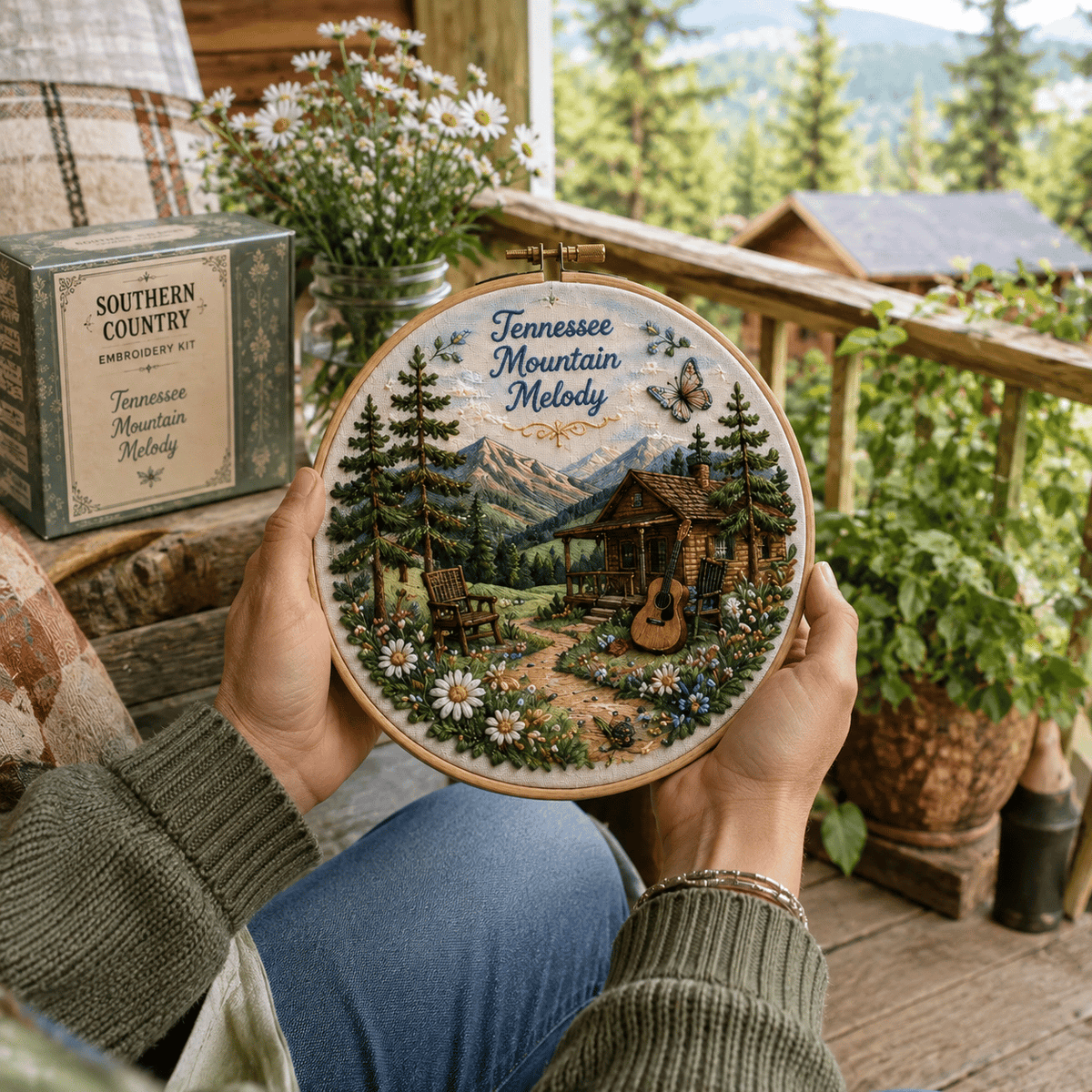 🧵 Southern Country Embroidery Kit Collection | Beginner-Friendly Wooden Hoop Art DIY Keepsake 🌼