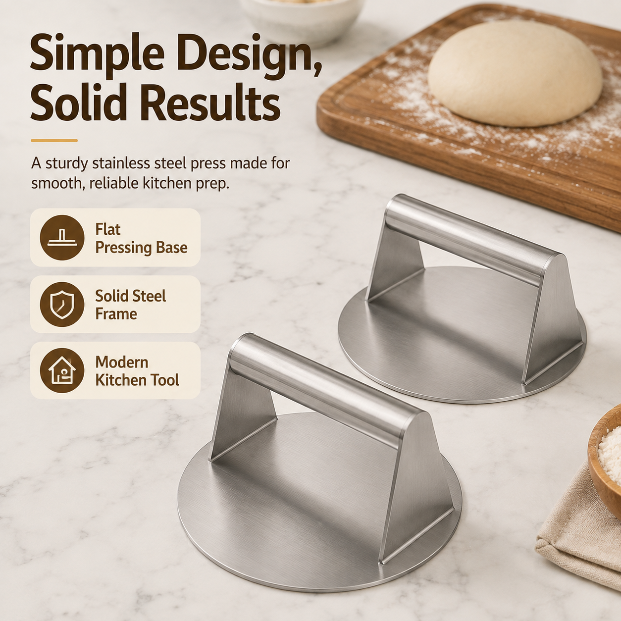 🔥 50% OFF Stainless Steel Dough Press for Dumplings, Pastry & Burger Patties