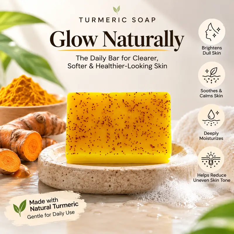 🌿 3PCS Turmeric Cleansing Soap Bars – Gentle Daily Care for Fresh, Soft-Feeling Skin