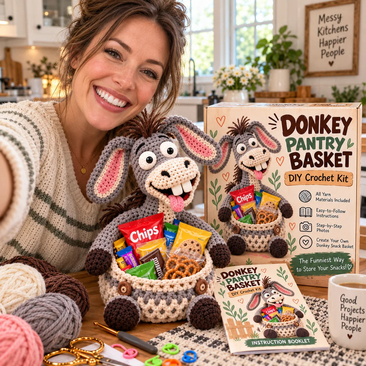 😂 🧺 Silly Animal Big-Belly DIY Crochet Snack Basket Kit for Desk Clutter 🧶
