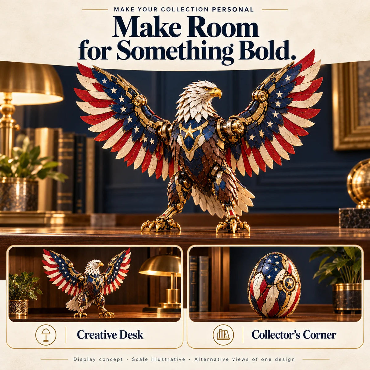 ⌛last Day 49% Off -🦅 American Eagle Transforming Egg – Stars & Stripes Mechanical Figure With Bold Wing Details