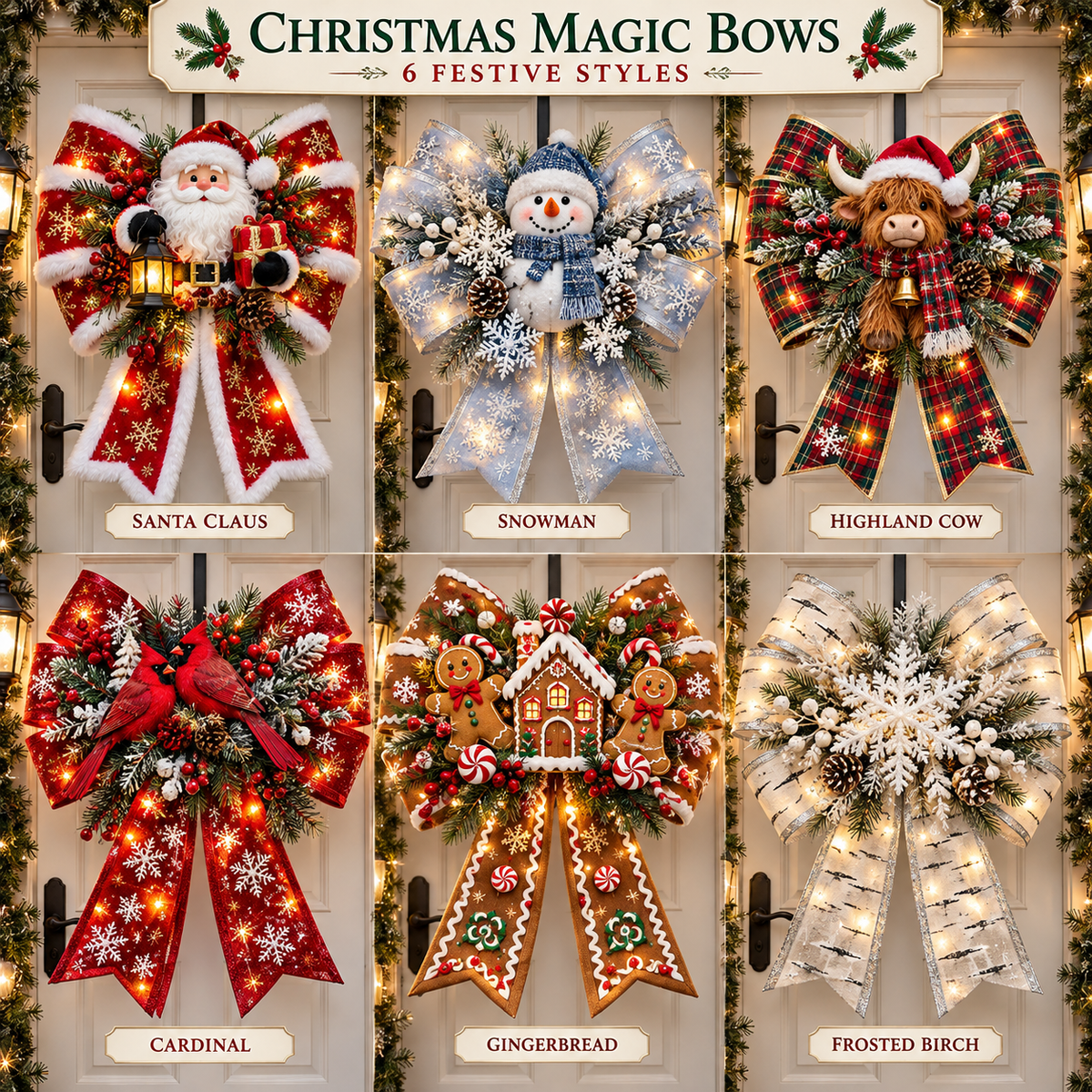 🎀 Oversized Light-Up Christmas Bows — 6 Festive Styles for a Magical Holiday Welcome ✨🎄