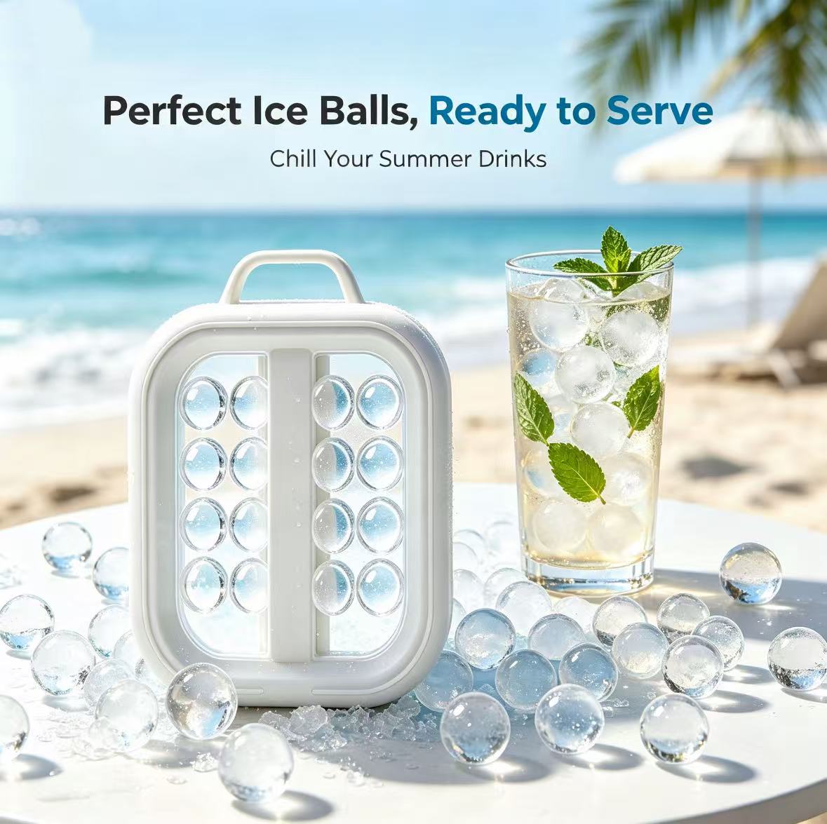 Portable Silicone Ice Ball Maker Bottle Freeze,Store & Release Perfect Ice Balls with Ease