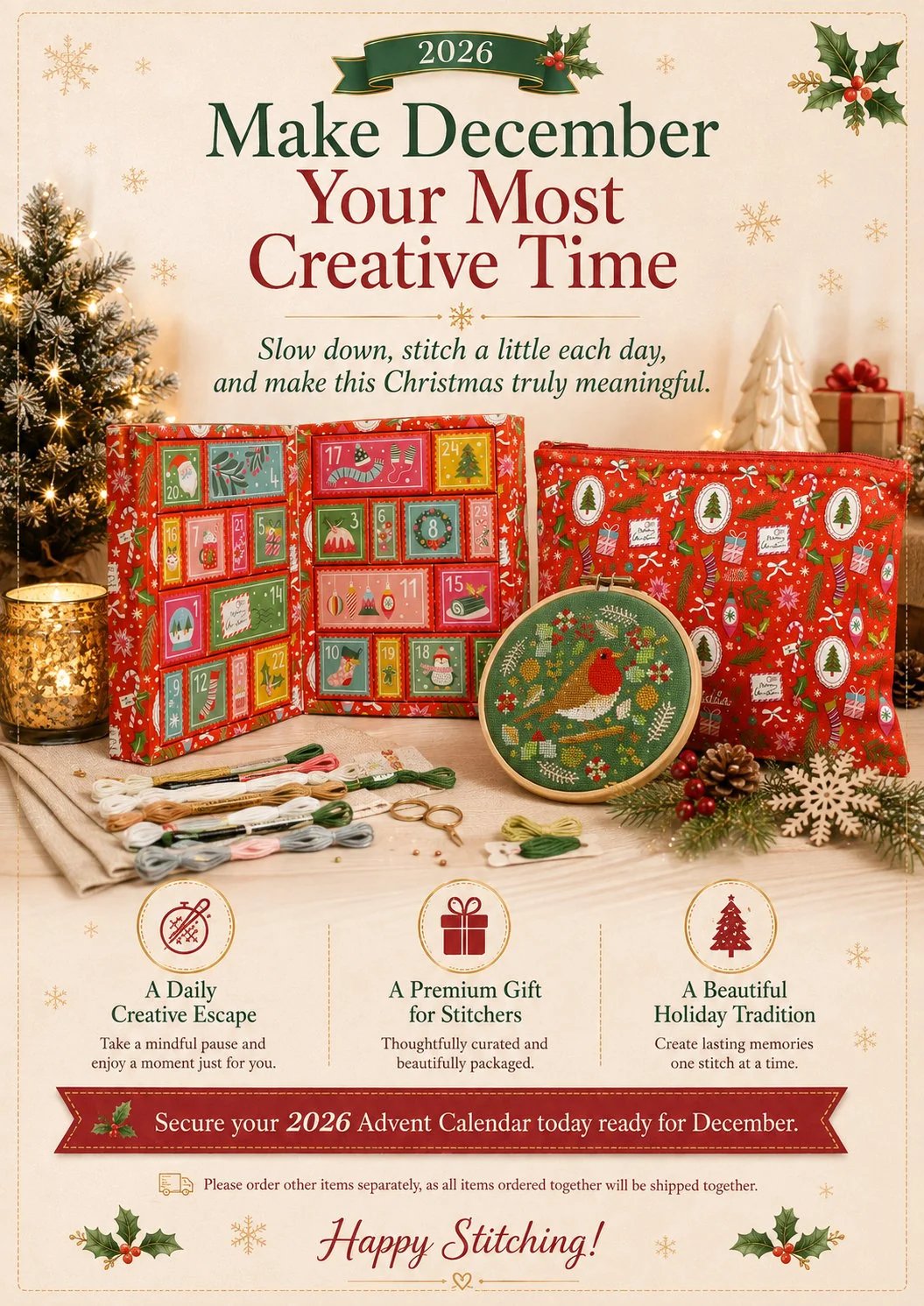 π₯ Last Day 50% OFF - ππ§΅ 2026 Cross Stitch Advent Calendar Box | 24 Days of Stitching Surprises for a Magical December π β¨