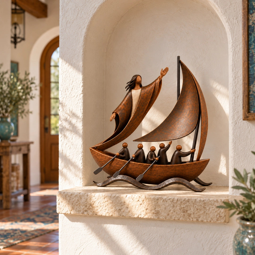 ⛵✝️ Faith Will Carry You – Hope & Perseverance Sailboat Decor