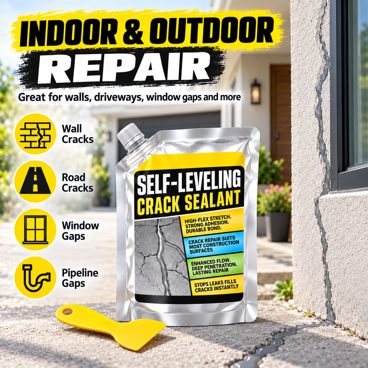 🔥 50% OFF Self-Leveling Crack Sealant 🛠️ Waterproof Concrete Crack Repair