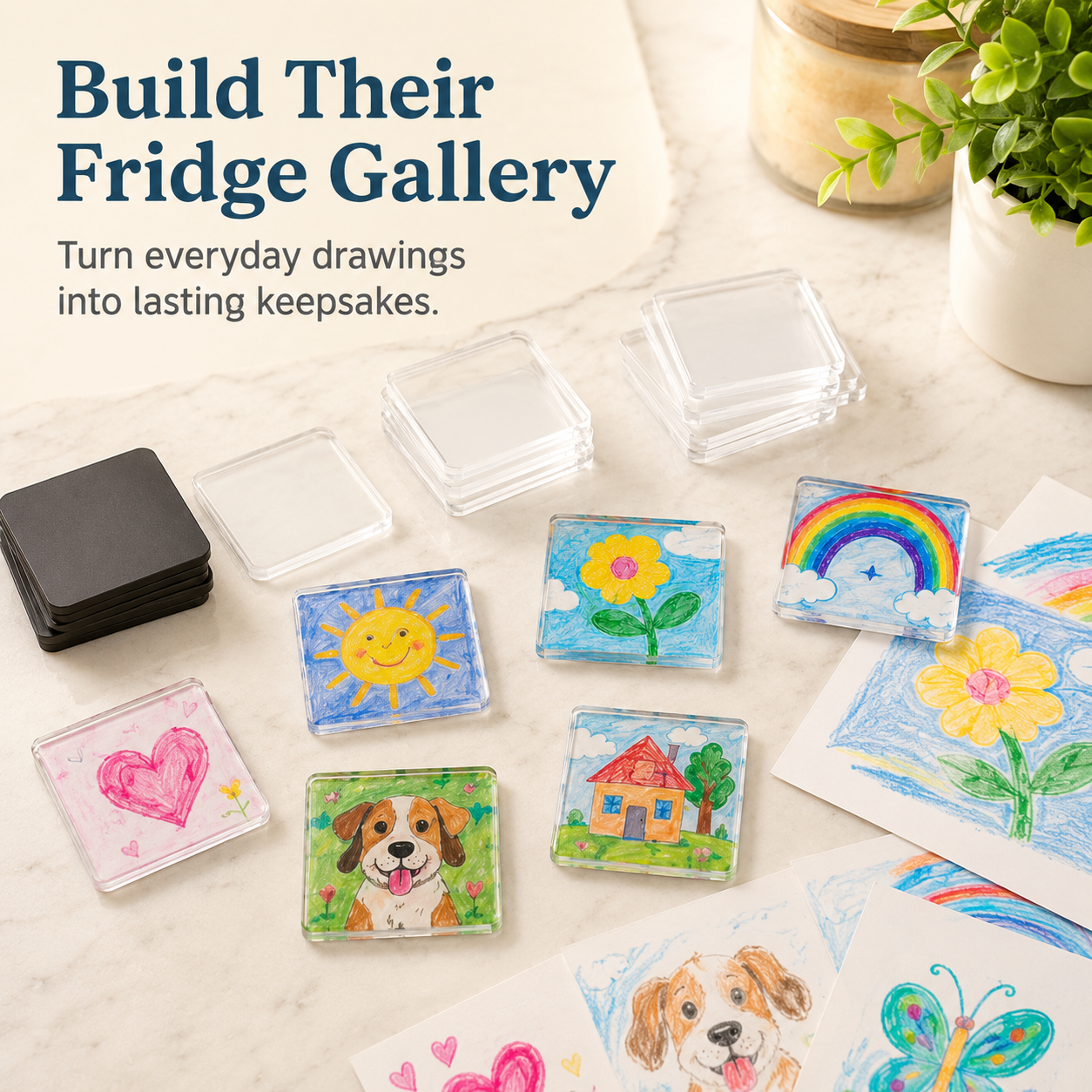 🎨 Kids’ Artwork Fridge Magnet Frames 🧲 Turn Drawings Into Keepsakes 💛
