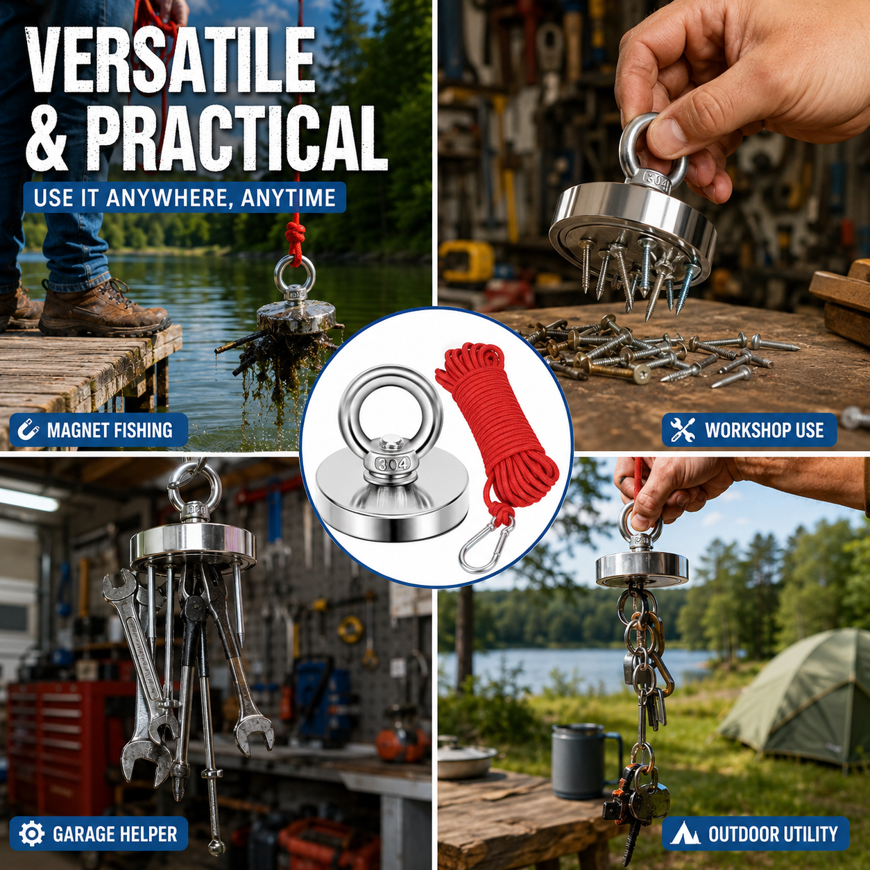 🔥 50% OFF 🧲 N52 Heavy-Duty Fishing Magnet – 3 Pull Strengths Up to 265 lbs