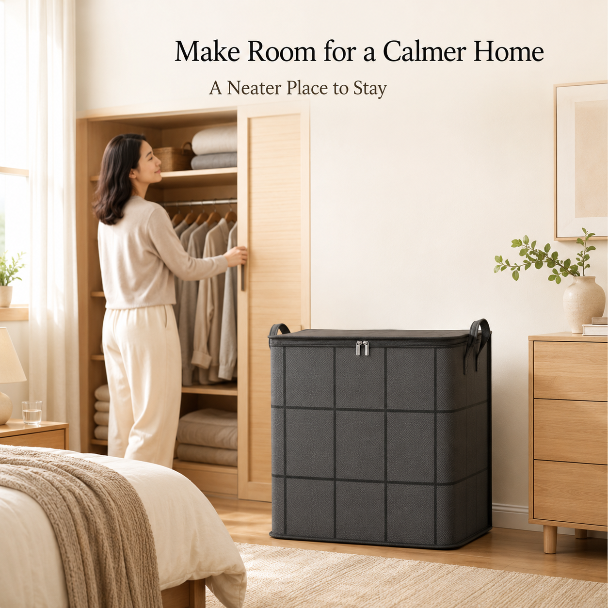 🏡Large-Capacity Zippered Bedding Storage Bag with Carry Handles