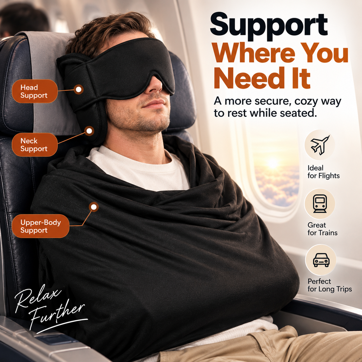 3-in-1 Travel Sleep Support β Blackout Eye Mask & Head Support