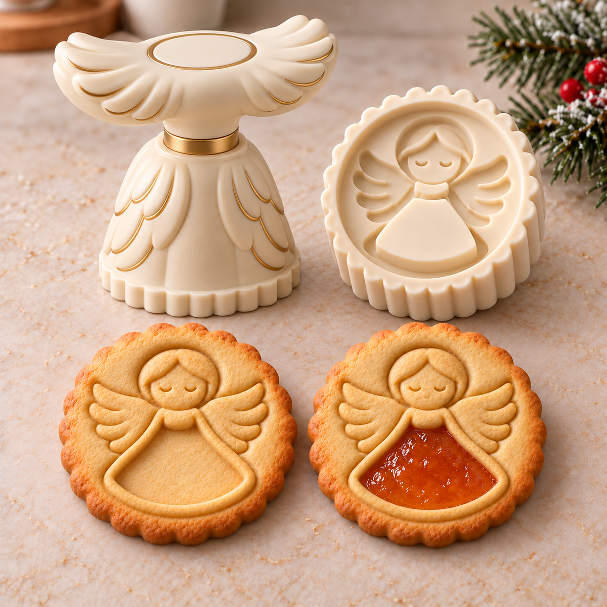📣 LAST DAY 50% OFF – 🎄 Christmas Jam-Filled Cookie Stamp Molds, 6 Festive Designs