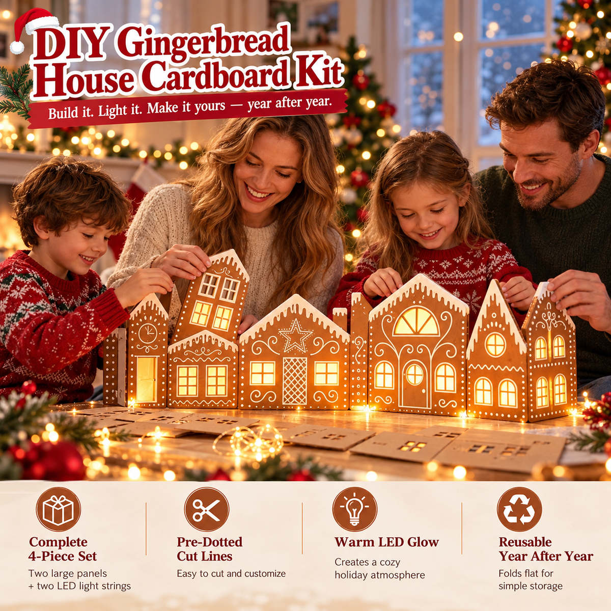 Large Christmas Village Gingerbread House Decor🏠
