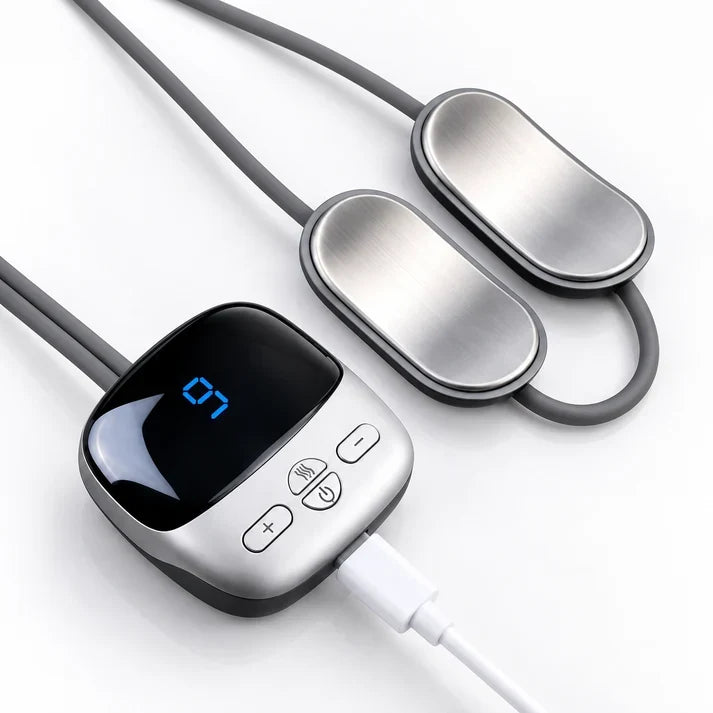 🔥Mini Necklace-Style Neck Massager — 4 Modes, 9 Intensity Levels, 3 Heat Settings, Smart Dual-Pulse Pendant Design💆♀️✨