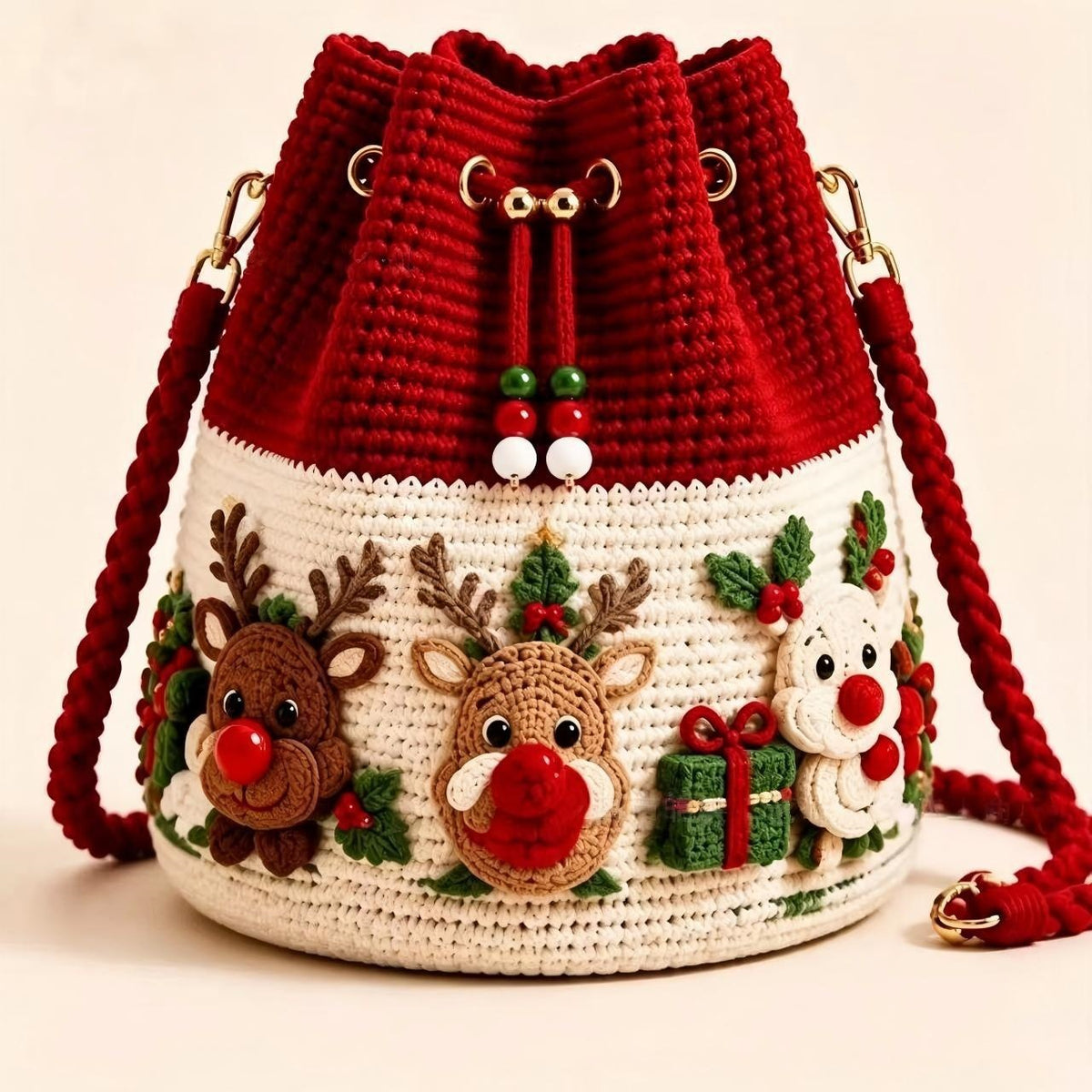 π₯ 50% OFF Christmas Crochet Bucket Bag π Festive Holiday Purse