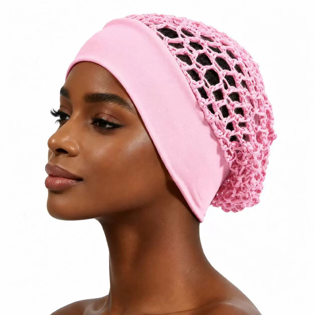 ✨ Breathable Wide-Band Crochet Hair Net | Pressure-Free Snood Sleep & Skincare Cap 💆♀️
