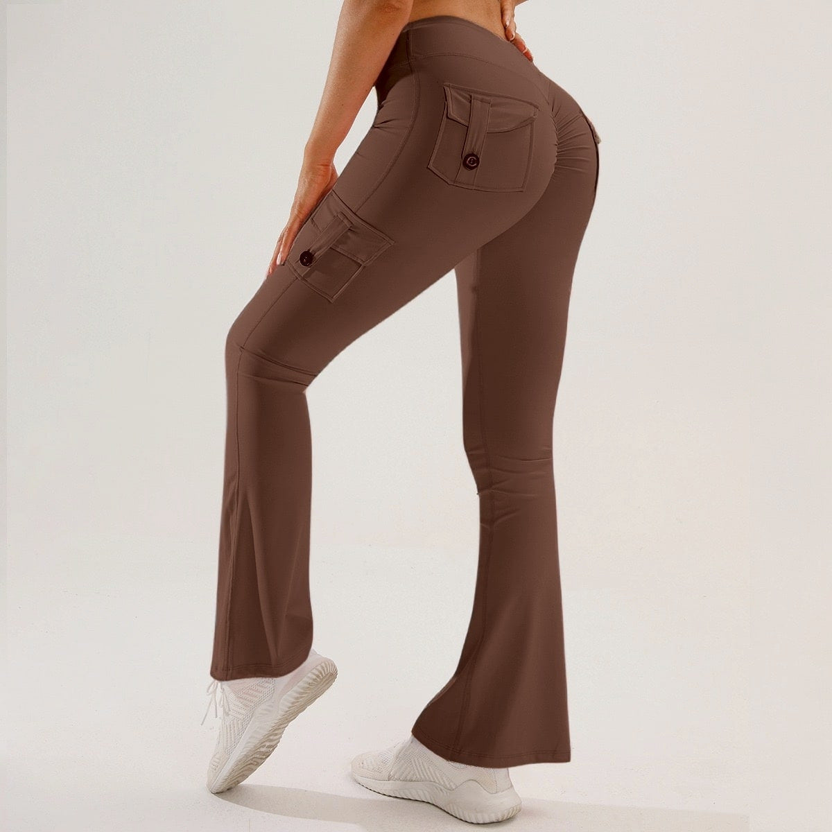 🧘♀️ Only 49% OFF Today High-Waisted Flare Cargo Yoga Pants – Tummy Control & Leg-Lengthening Fit