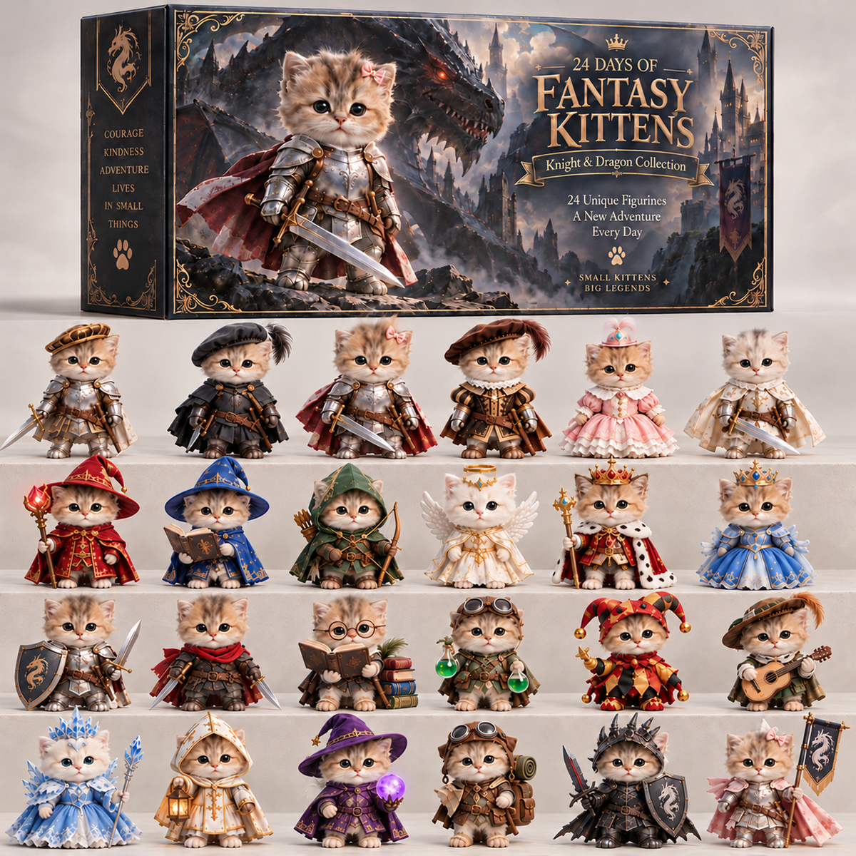 π 24 Days of Fantasy Kittens Advent Calendar β Knight & Dragon Collection π±
