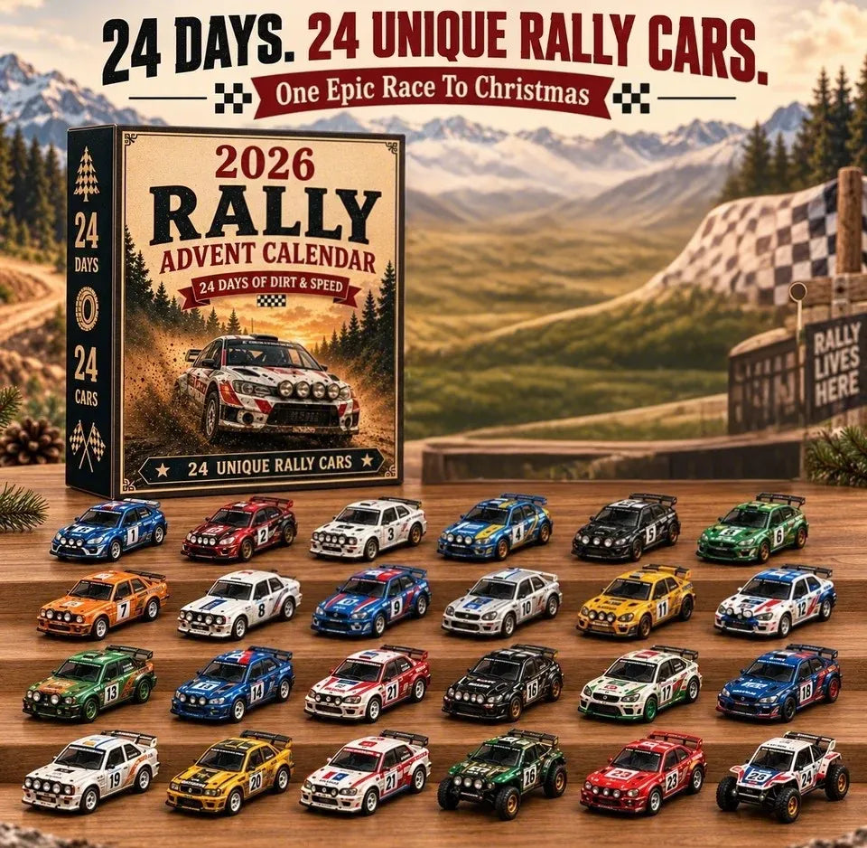 🏎️ Rallye-Adventskalender 2026 – 24 Tage voller Tempo & Action, 24 Rallyeautos zum Sammeln