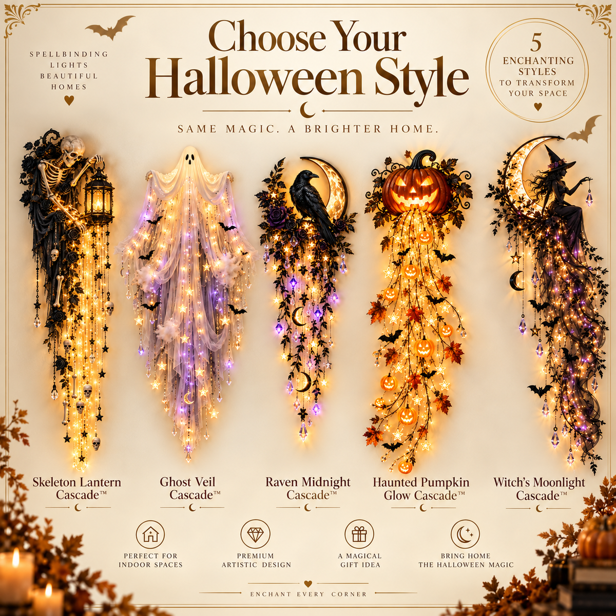 🔥Last Day 45% OFF✨Elegant Halloween Cascade Wall Light Collection