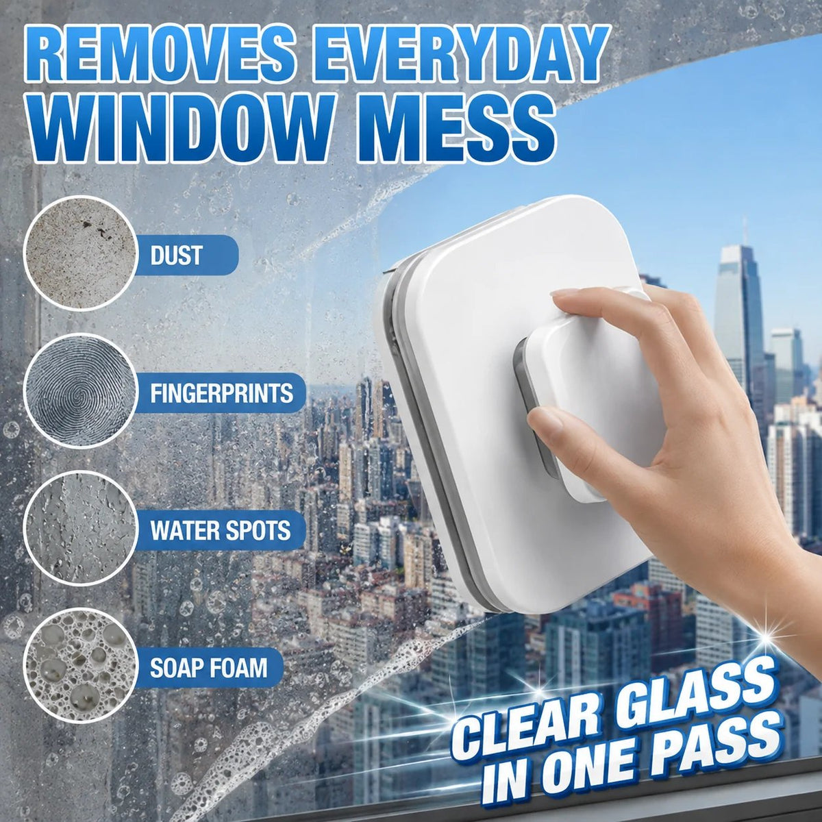 💯 6-in-1 Double-Sided Magnetic Window Cleaner | Safe High-Rise Glass Wiper with Squeegee 🪟
