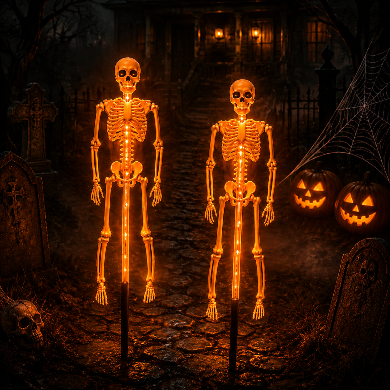 🎃 LIMITED TIME 50% OFF 🦴 Halloween Skeleton Solar Lights ✨ Create A Spooky Glow For Your Yard Tonight
