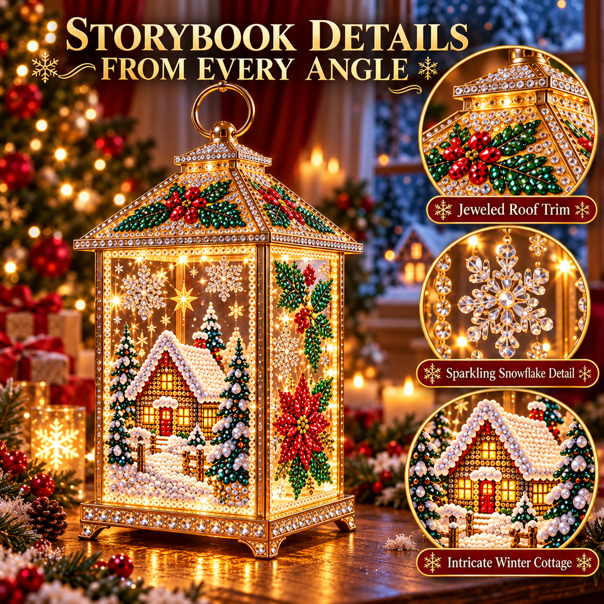 Light-Up Diamond Art Christmas Lantern DIY Craft Kit