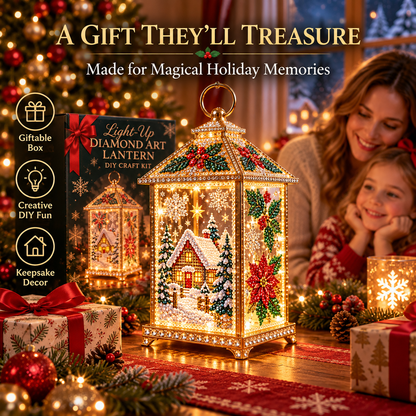 Light-Up Diamond Art Christmas Lantern DIY Craft Kit