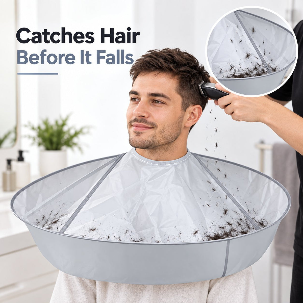 ✂️ 50% OFF Hair Catcher Cape 🧹 Easy-Clean Cape for Home Haircuts