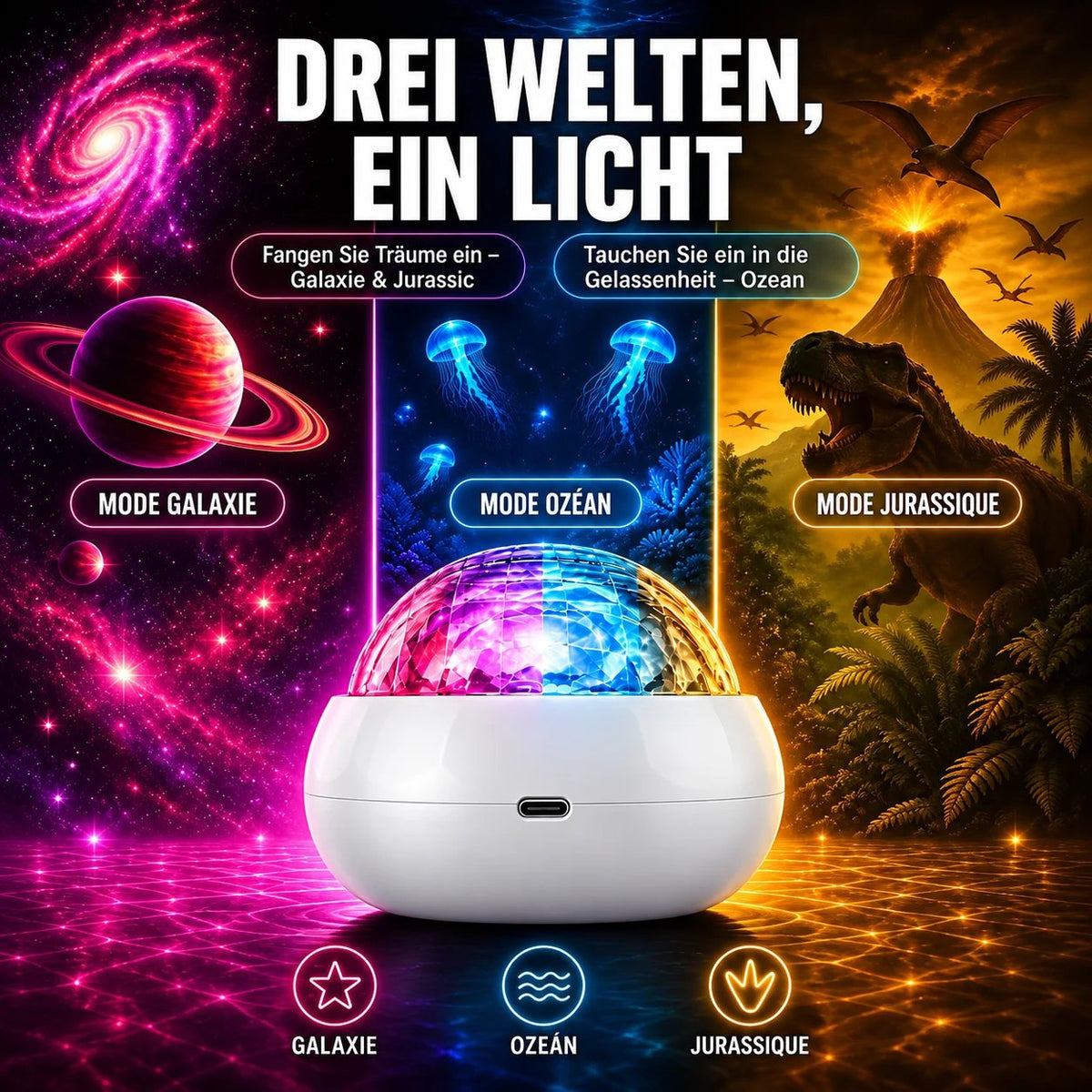 🌌Ocean Dinosaur Projector Lamp – Popular with over 100,000 users