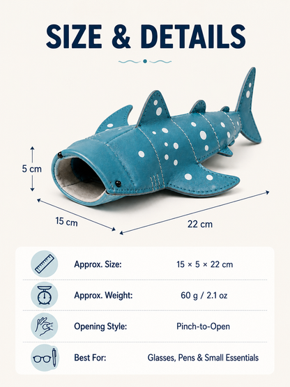 🦈 50% OFF 3D Whale Shark Storage Pouch – Squeeze-Open Glasses & Pencil Case