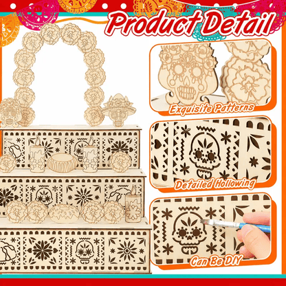 🔥 50% OFF 🌼 3-Tier Día de los Muertos Wooden Ofrenda Centerpiece