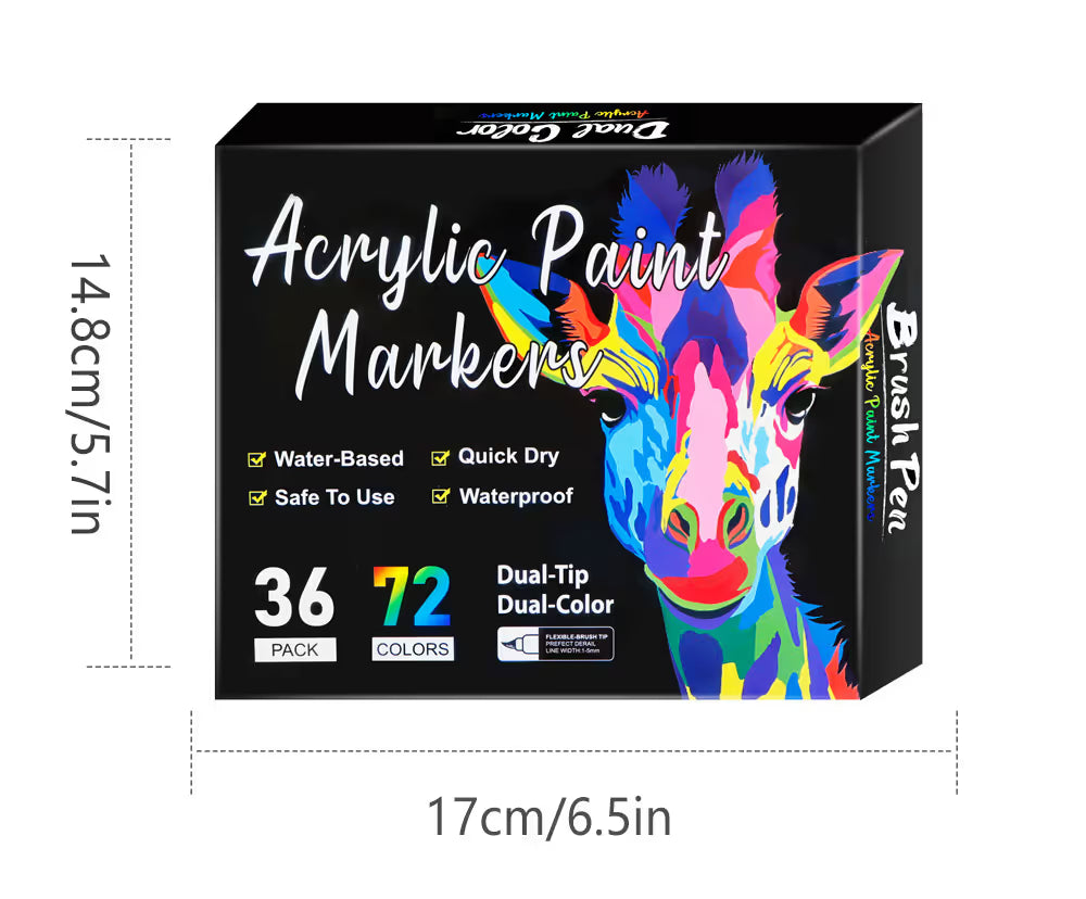 Dual Tip Acrylic Paint Pen Marker - 24/48/72/120Colors