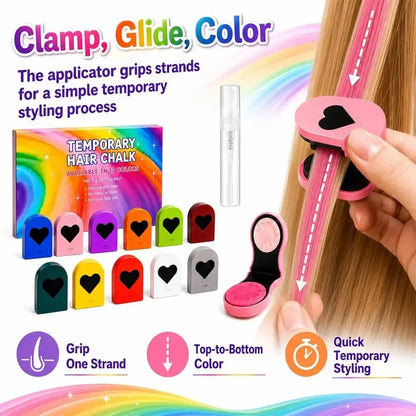 🌈 61% OFF 6/12PCS Temporary Hair Chalk Clips – Instant Washable Color, No Bleach Needed