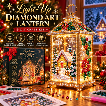 Light-Up Diamond Art Christmas Lantern DIY Craft Kit