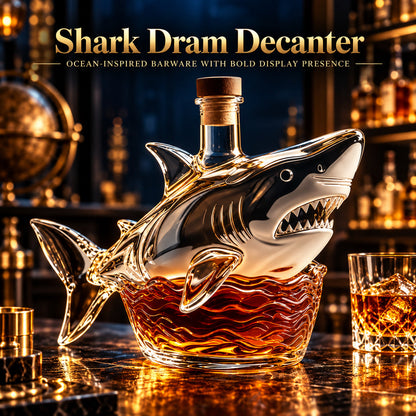 🦈 Shark Dram Decanter 🌊 Ocean-Inspired Collector’s Home Bar Display